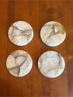 Faux Agate Resin Coaster Set of 4 Neutral Beige/Taupe Geode Style Coasters